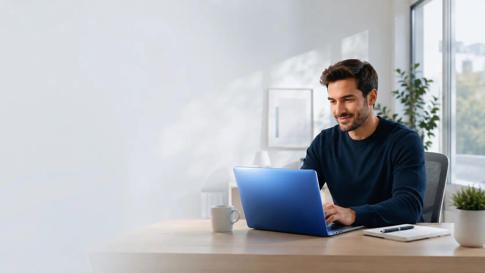 Professional using AntiMatter AV on a Windows laptop in a modern workspace
